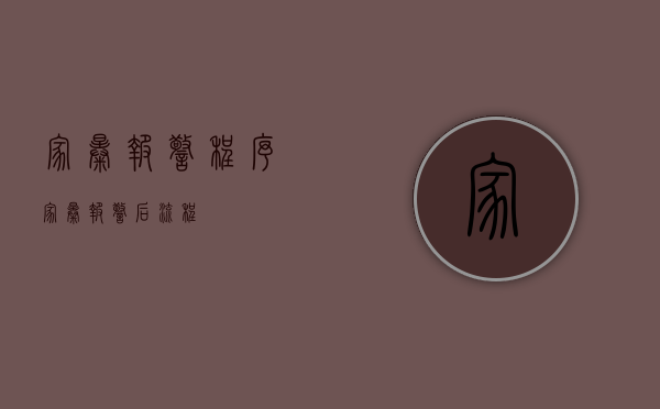 家暴报警程序（家暴报警后流程）