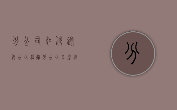 分公司如何从总公司剥离（分公司怎么从总公司独立出去）