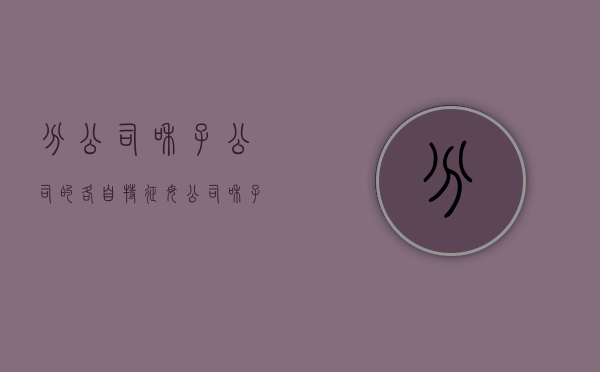 分公司和子公司的各自特征？（母公司和子公司是一个公司吗）
