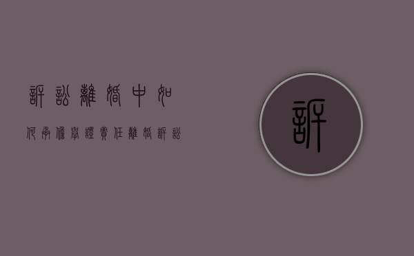 诉讼离婚中如何承担举证责任（离婚诉讼怎么举证没有夫妻之实）
