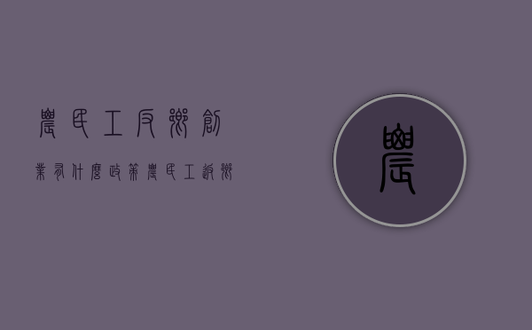 农民工反乡创业有什么政策（农民工返乡创业是什么意思）