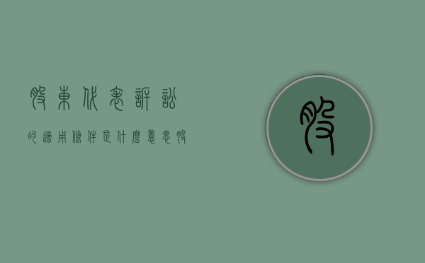 股东代表诉讼的适用条件是什么意思（股东代表诉讼的适用条件是什么呢）