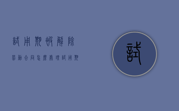 试用期被解除劳动合同怎么处理（试用期被解除怎么赔偿）