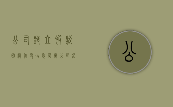公司设立被驳回无法更改怎么办（公司名称驳回申请书）
