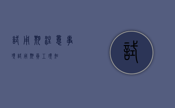 试用期注意事项（试用期员工须知）