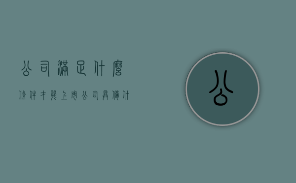 公司满足什么条件才能上市（公司具备什么条件可以上市）