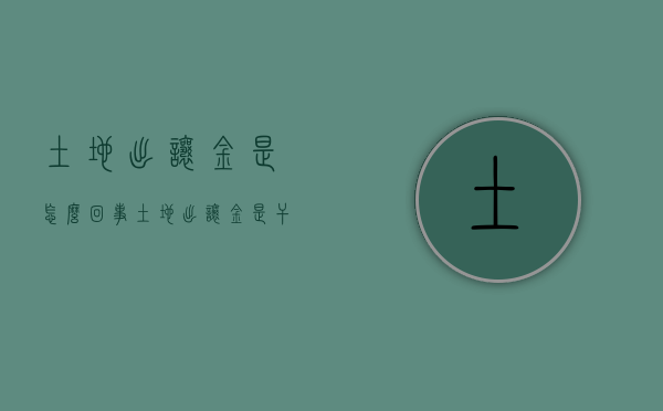 土地出让金是怎么回事?（土地出让金是干嘛的）