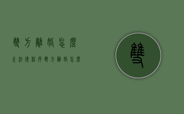 双方离婚怎么走法律程序（双方离婚怎么办）