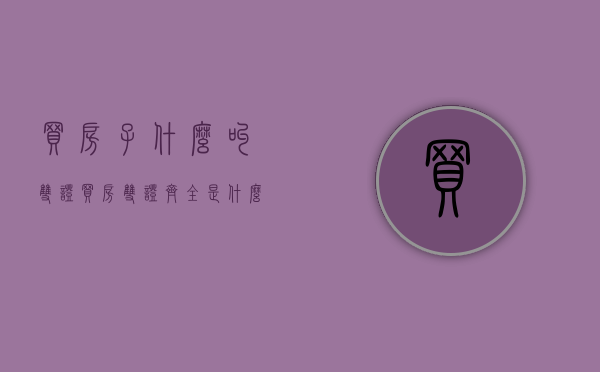 买房子什么叫双证（买房双证齐全是什么意思）