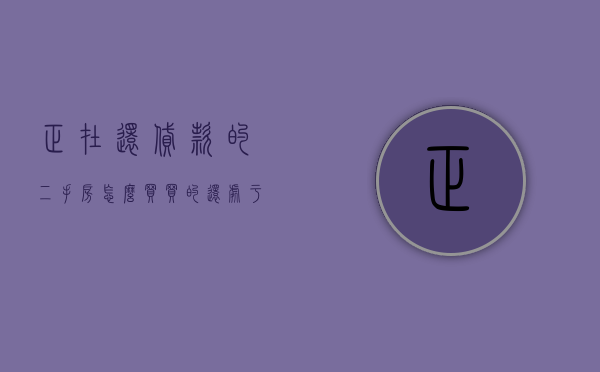 正在还贷款的二手房怎么买（买的还处于还贷中的二手房怎么办）
