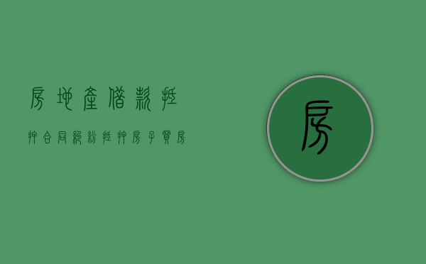 房地产借款抵押合同纠纷（抵押房子买房的案例）