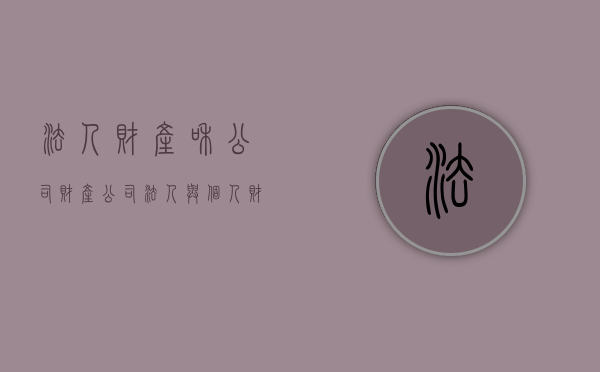 法人财产和公司财产（公司法人与个人财产）