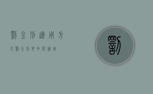 罚金刑适用方式（罚金刑要如何适用）