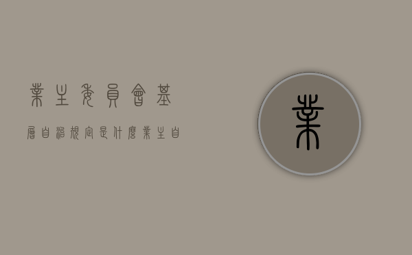 业主委员会基层自治规定是什么？（业主自治委员会是业委会吗）