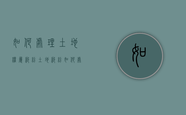 如何处理土地权属纠纷（土地纠纷如何处理）