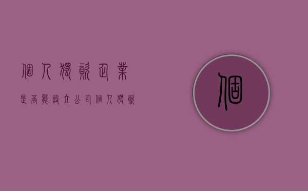 个人独资企业是否能设立公司（个人独资企业可以设立有限公司吗）