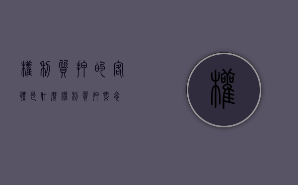 权利质押的客体是什么（权利质押概念）