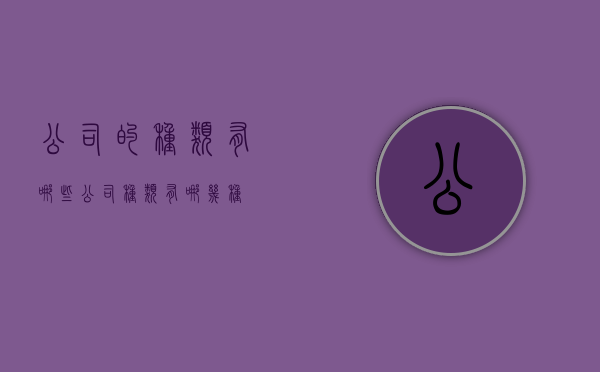 公司的种类有哪些（公司种类有哪几种）
