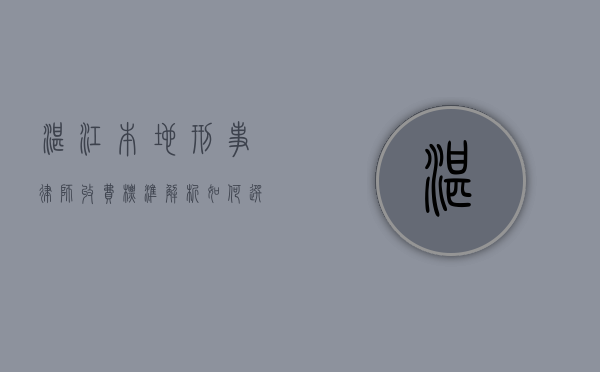 湛江本地刑事律师收费标准解析，如何选择适合的律师服务？