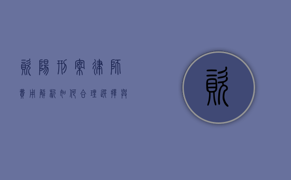 资阳刑案律师费用解析，如何合理选择与预算