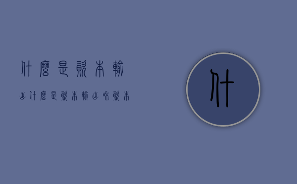 什么是资本输出（什么是资本输出和资本输入）