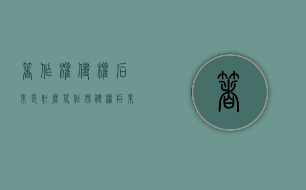 著作权侵权后果是什么（著作权侵权后果严重吗）
