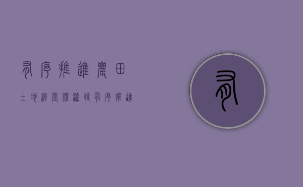 有序推进农田土地经营权流转（有序推进农田土地经营权流转的意见）