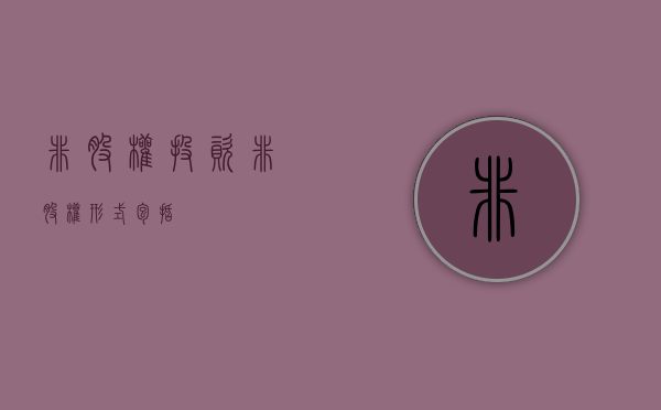 非股权投资（非股权形式包括）