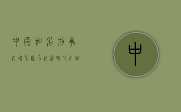 中国知名刑事女律师排名，法律界的巾帼英雄