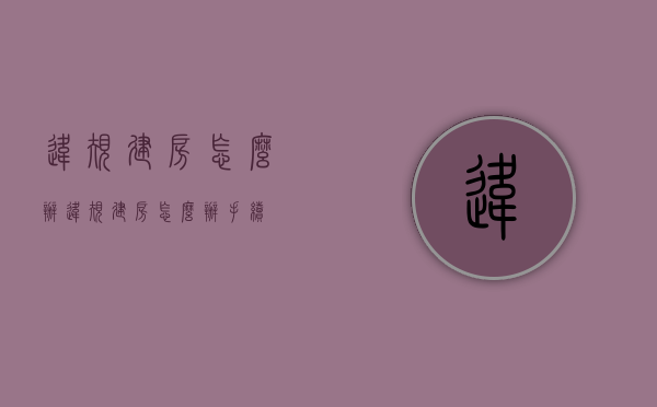 违规建房怎么办（违规建房怎么办手续）