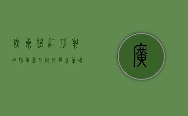 广东湛江刑案律师推荐，如何选择专业律师为您的案件保驾护航