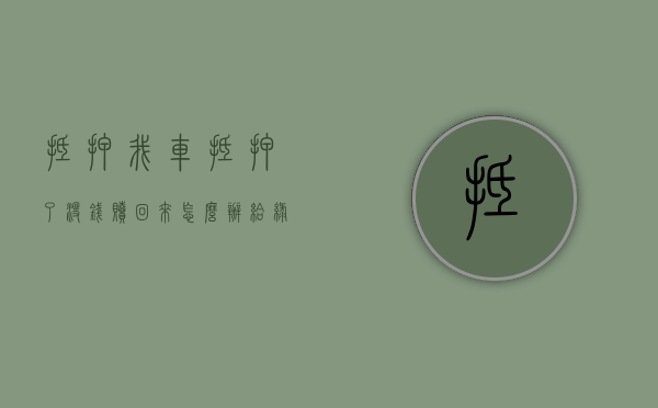 抵押（我车抵押了没钱赎回来怎么办 给绿本压可以先开走吗）