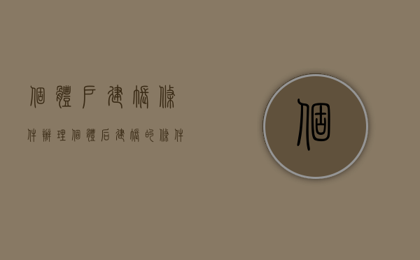 个体户建账条件（办理个体后建账的条件）