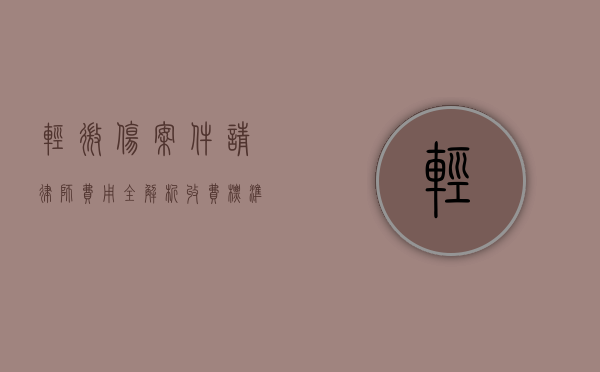 轻微伤案件请律师费用全解析，收费标准、影响因素与维权建议