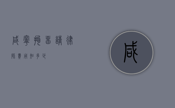 咸宁拘留请律师费用知多少？