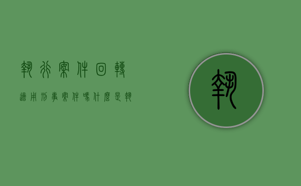 执行案件回转适用刑事案件吗（什么是执行回转案件）