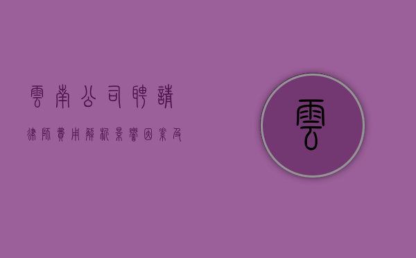 云南公司聘请律师费用解析，影响因素及大致范围