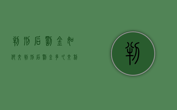判刑后罚金如何交（判刑后罚金多久交利于减刑）