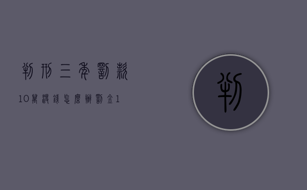 判刑三年罚款10万没钱怎么办（罚金100万交不起怎么办）
