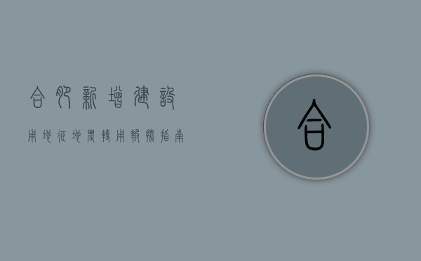 合肥新增建设用地征地农转用报批指南（合肥市农村拆迁补偿标准）