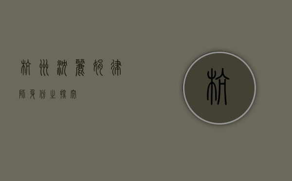 杭州沈丽娟，律师身份之探究