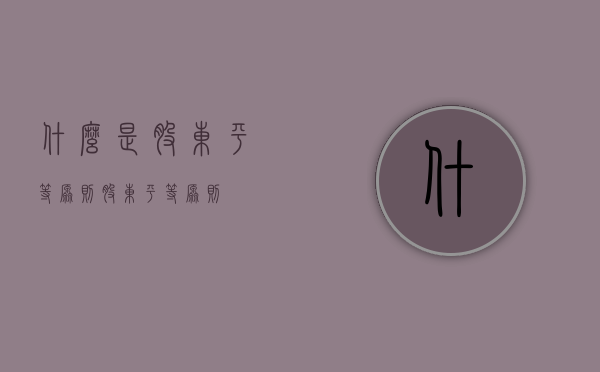 什么是股东平等原则（股东平等原则）